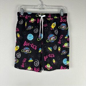 Buc-ee’s Boy’s Black Neon Outer Space Drawstring Swim Trucks Size Youth Large